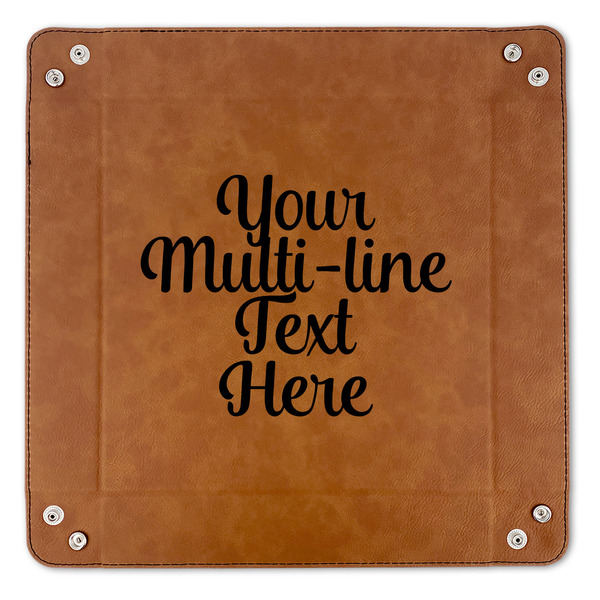 Multiline Text 9" x 9" Leatherette Snap Up Tray - APPROVAL (FLAT)
