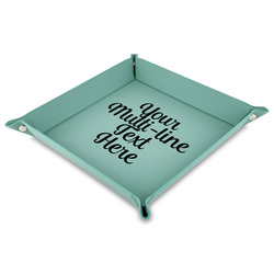 Multiline Text Faux Leather Valet Tray - 9" x 9"  - Teal (Personalized)