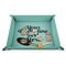 Multiline Text 9" x 9" Teal Leatherette Snap Up Tray - STYLED