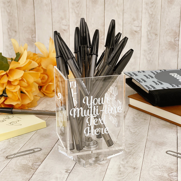 Multiline Text Acrylic Pencil Holder - IN CONTEXT