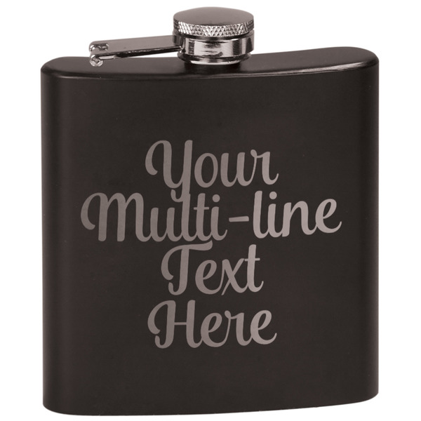 Custom Multiline Text Black Flask Set (Personalized)