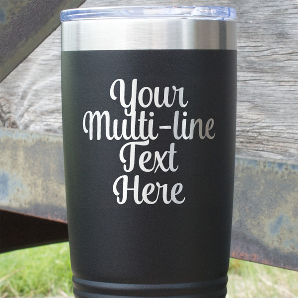 Multiline Text Black Polar Camel Tumbler - 20oz - Close Up
