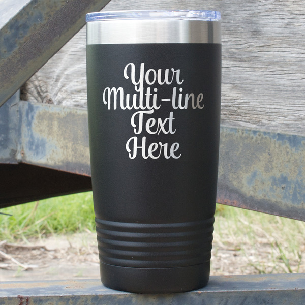 Custom Multiline Text 20 oz Stainless Steel Tumbler - Black - Single-Sided (Personalized)