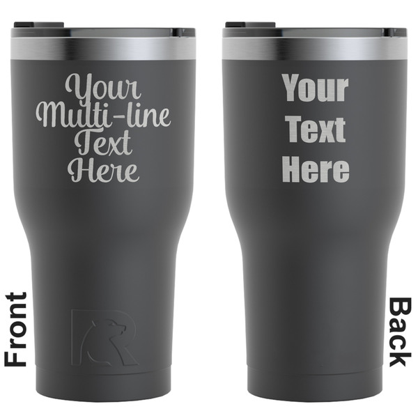 Custom Multiline Text RTIC Tumbler - Black - Laser Engraved - Double-Sided (Personalized)