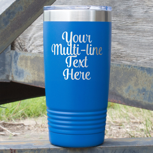 Custom Multiline Text 20 oz Stainless Steel Tumbler - Royal Blue - Single-Sided (Personalized)
