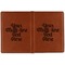 Multiline Text Cognac Leather Passport Holder Outside Double Sided - Apvl