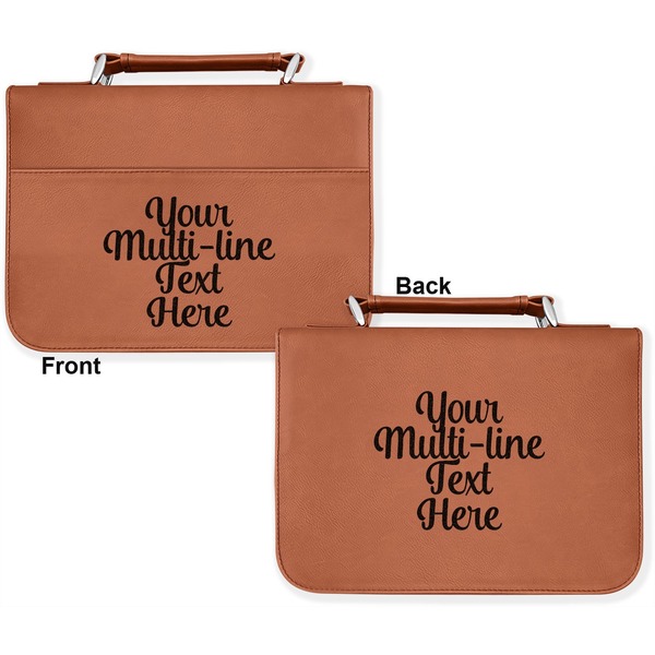Multiline Text Cognac Leatherette Bible Covers - Large Double Sided Apvl