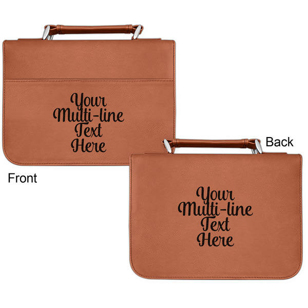Multiline Text Cognac Leatherette Bible Covers - Small Double Sided Apvl