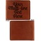 Multiline Text Cognac Leatherette Bifold Wallets - Front and Back Single Sided - Apvl