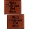Multiline Text Cognac Leatherette Bifold Wallets - Front and Back