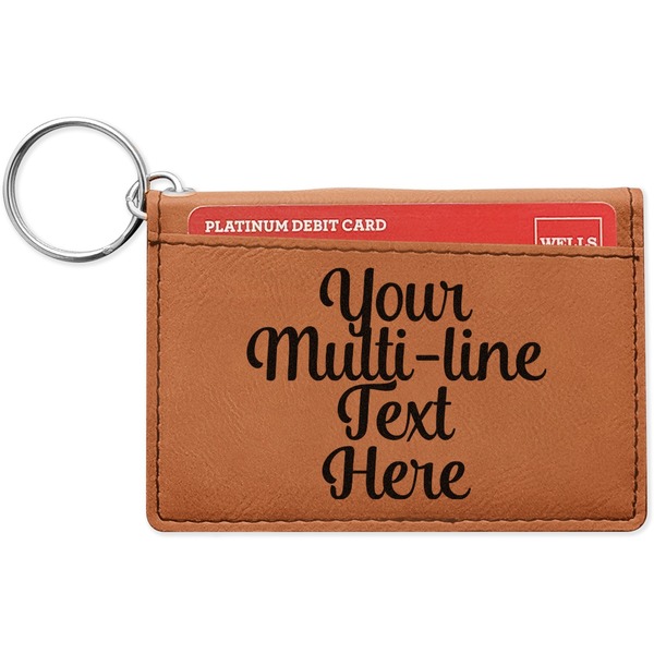 Custom Multiline Text Leatherette Keychain ID Holder - Double-Sided (Personalized)