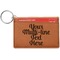 Multiline Text Cognac Leatherette Keychain ID Holders - Front Credit Card