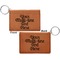 Multiline Text Cognac Leatherette Keychain ID Holders - Front and Back Apvl