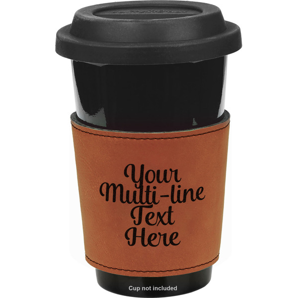 Custom Multiline Text Leatherette Cup Sleeve - Double-Sided (Personalized)