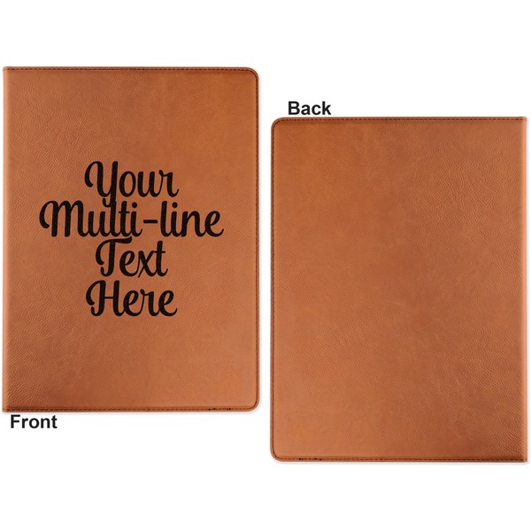 Multiline Text Cognac Leatherette Portfolios with Notepad - Large - Single Sided - Apvl