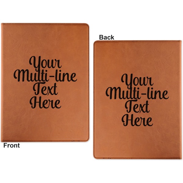 Multiline Text Cognac Leatherette Portfolios with Notepad - Small - Double Sided- Apvl
