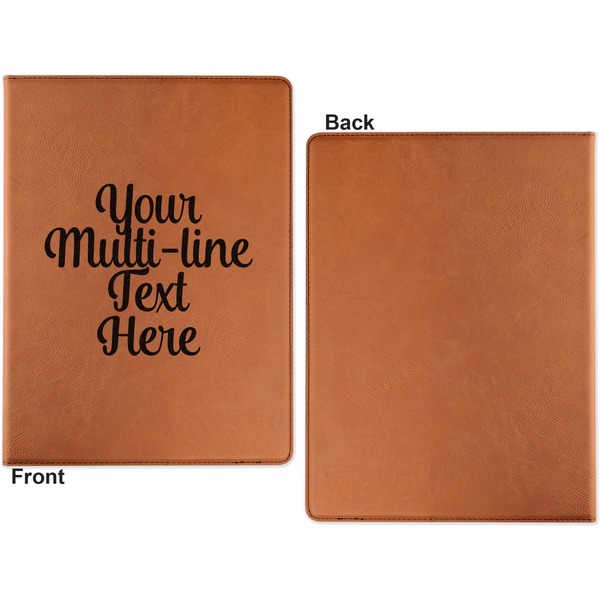 Multiline Text Cognac Leatherette Portfolios with Notepad - Small - Single Sided- Apvl