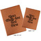 Multiline Text Cognac Leatherette Portfolios with Notepads - Compare Sizes