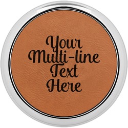 Multiline Text Leatherette Round Coaster w/ Silver Edge - Single or Set (Personalized)