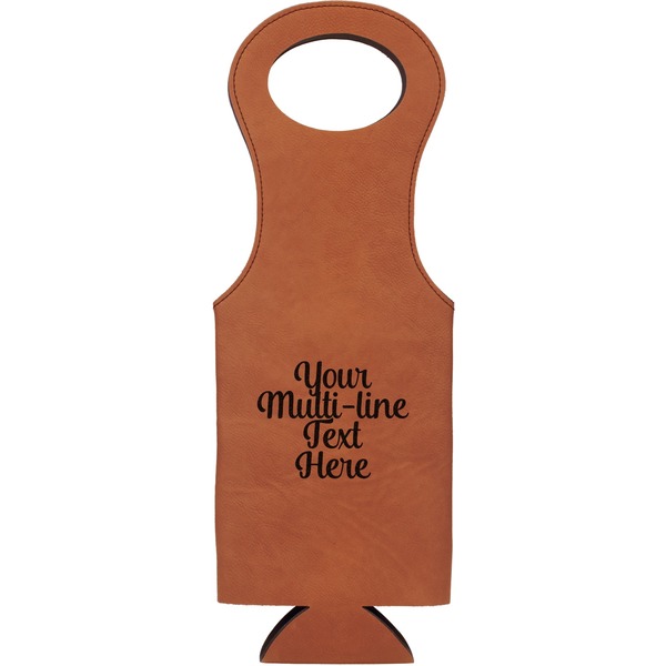 Custom Multiline Text Leatherette Wine Tote - Single-Sided (Personalized)
