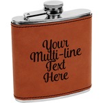 Multiline Text Leatherette Wrapped Stainless Steel Flask (Personalized)