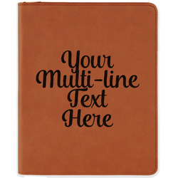 Multiline Text Leatherette Zipper Portfolio with Notepad - Single-Sided (Personalized)