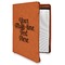 Multiline Text Cognac Leatherette Zipper Portfolios with Notepad - Main
