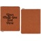 Multiline Text Cognac Leatherette Zipper Portfolios with Notepad - Single Sided - Apvl
