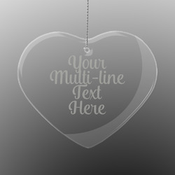 Multiline Text Engraved Glass Ornament - Heart (Personalized)