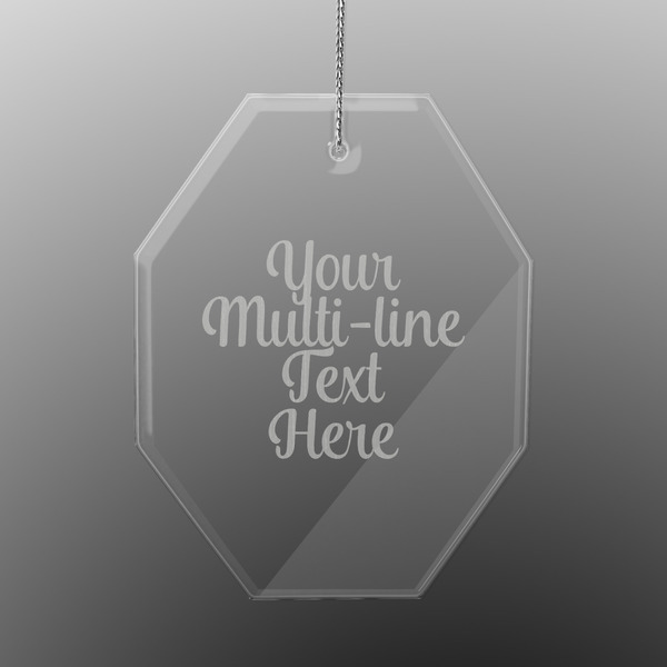 Custom Multiline Text Engraved Glass Ornament - Octagon (Personalized)