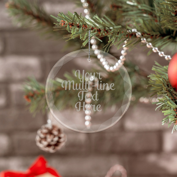 Multiline Text Engraved Glass Ornaments - Round (Lifestyle)