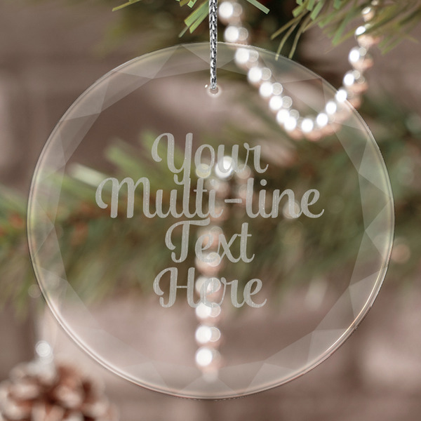 Custom Multiline Text Engraved Glass Ornament (Personalized)