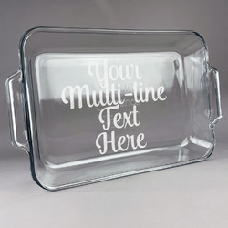 Multiline Text Glass Baking Dish with Truefit Lid - 13in x 9in (Personalized)