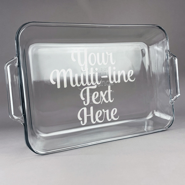 Custom Multiline Text Glass Baking Dish with Truefit Lid - 13in x 9in (Personalized)