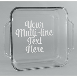 Multiline Text Glass Cake Dish - 8in x 8in (Personalized)