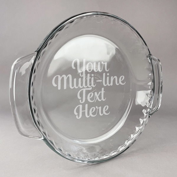 Custom Multiline Text Glass Pie Dish - 9.5in Round (Personalized)