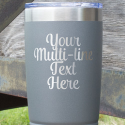 Multiline Text 20 oz Stainless Steel Tumbler - Grey - Double-Sided (Personalized)