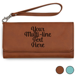 Multiline Text Ladies Leather Wallet - Laser Engraved (Personalized)