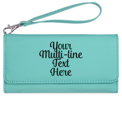 Multiline Text Ladies Leatherette Wallet - Laser Engraved - Teal (Personalized)