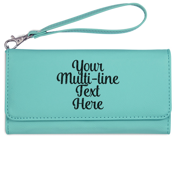 Custom Multiline Text Ladies Leatherette Wallet - Laser Engraved - Teal (Personalized)
