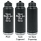 Multiline Text Laser Engraved Water Bottles - 2 Styles - Front & Back View