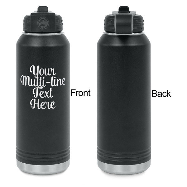 Multiline Text Laser Engraved Water Bottles - Front Engraving - Front & Back View