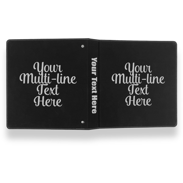 Multiline Text Leather Binder - 1" - Black- Back Spine Front View