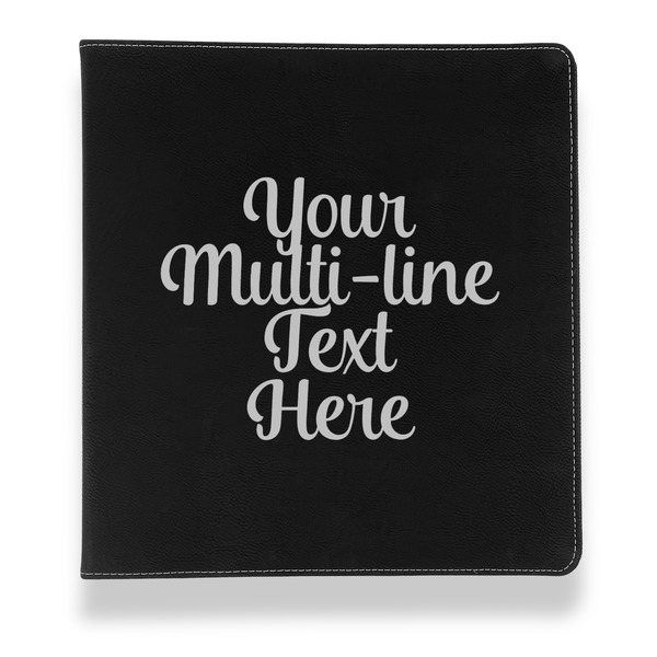Custom Multiline Text Leather Binder - 1" - Black (Personalized)