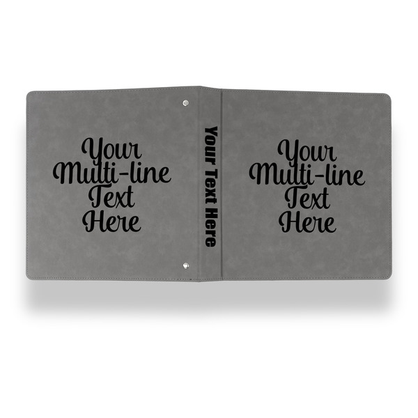 Multiline Text Leather Binder - 1" - Grey - Back Spine Front View