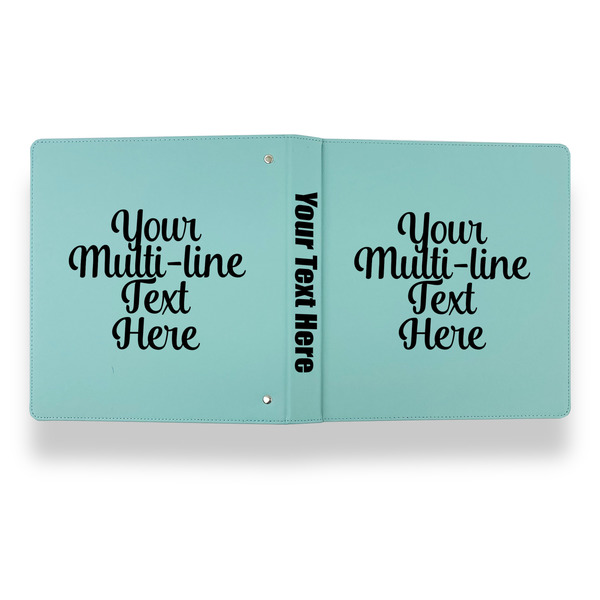 Multiline Text Leather Binder - 1" - Teal - Back Spine Front View