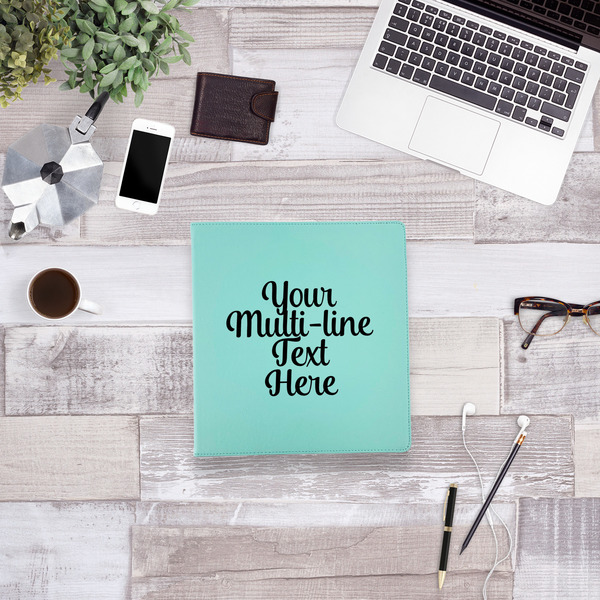 Multiline Text Leather Binder - 1" - Teal - Lifestyle View