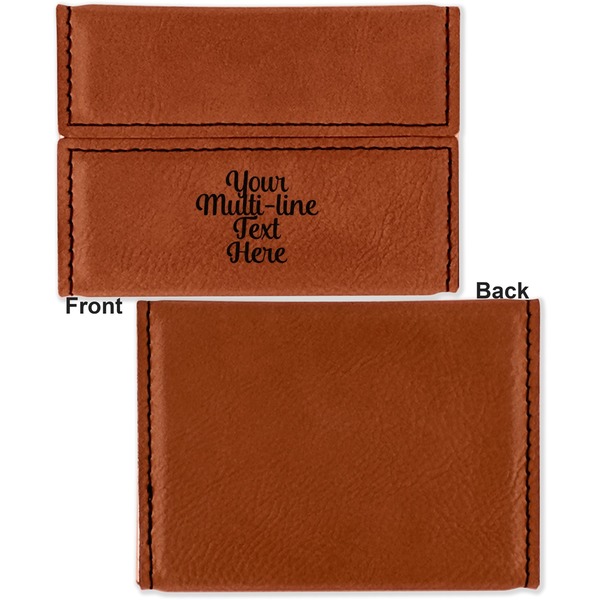 Multiline Text Leather Business Card Holder Front Back Single Sided - Apvl
