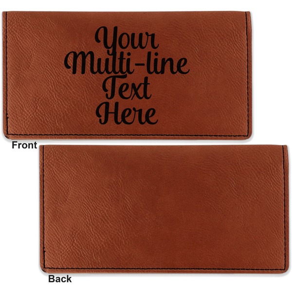 Multiline Text Leather Checkbook Holder Front and Back Single Sided - Apvl
