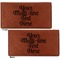 Multiline Text Leather Checkbook Holder Front and Back
